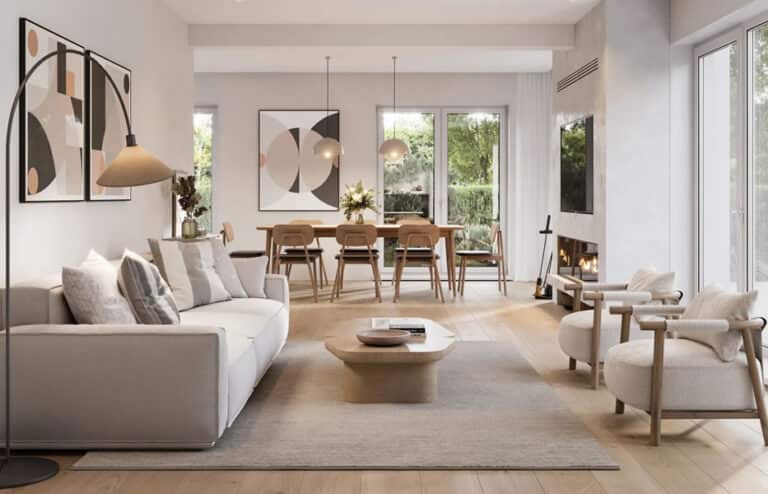 Interior view of living and dining space in Scottsdale custom home