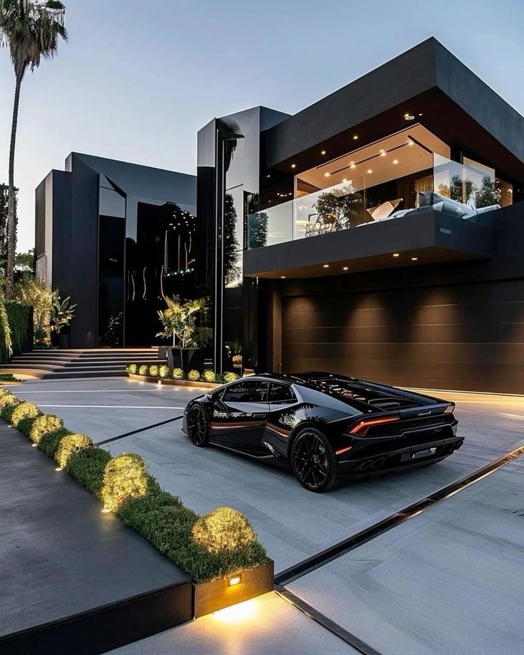 Luxury custom home in Arizona with parked car in front