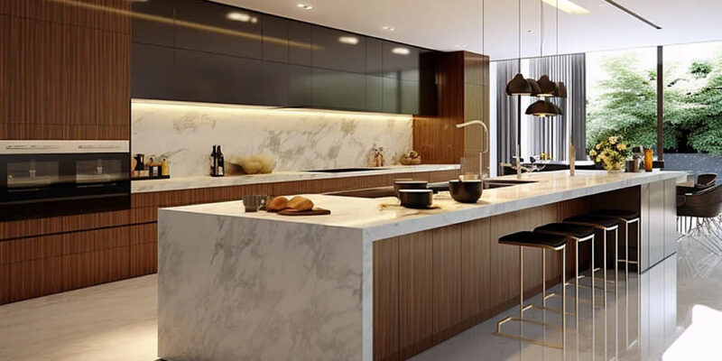 Modern kitchen design in a custom home in Scottsdale by Rodeo Construction